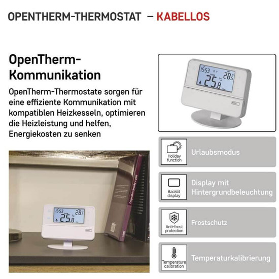 Emos Raumthermostat OpenTherm programmierbar kabellos 5-35°C P5616OT