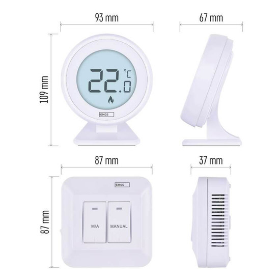 Emos Raumthermostat manuell kabellos 5-35°C variable Hysterese P5618