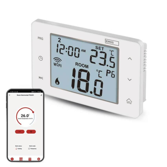 Emos Raumthermostat GoSmart WiFi programmierbar verkabelt 5-35°C P56201