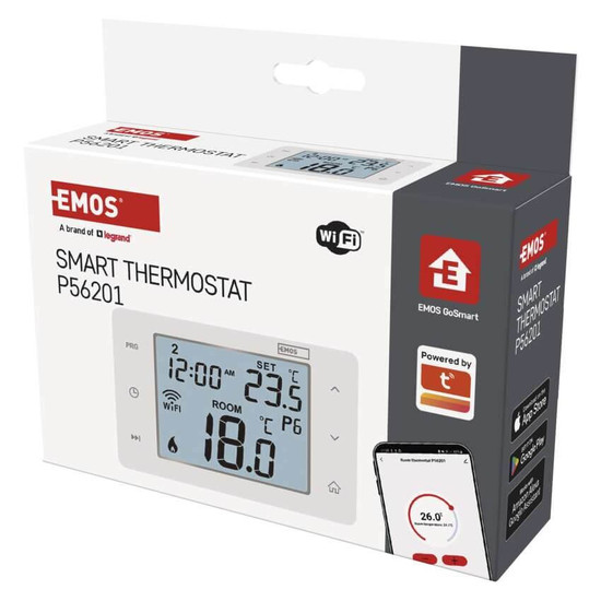 Emos Raumthermostat GoSmart WiFi programmierbar verkabelt 5-35°C P56201