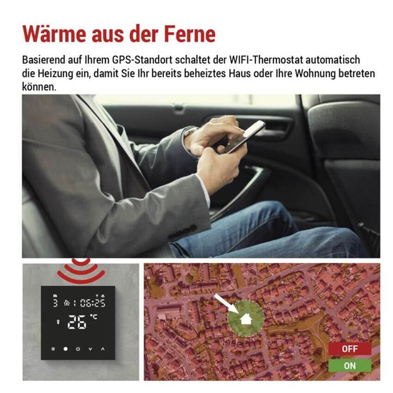 Emos Fußbodenheizungs-Thermostat GoSmart Fußbodenheizung Unterputz WiFi mit Batteriepufferung P56201BUF