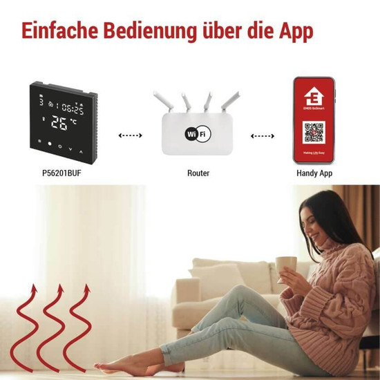 Emos Fußbodenheizungs-Thermostat GoSmart Fußbodenheizung Unterputz WiFi mit Batteriepufferung P56201BUF