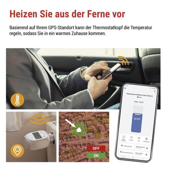 Emos Heizkörperthermostat GoSmart ZigBee 5-30°C mit Frostschutz P5631S