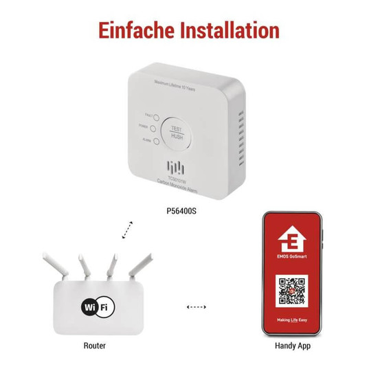 Emos CO-Melder GoSmart TCS0101W WiFi IP30 Alarmspeicher P56400S