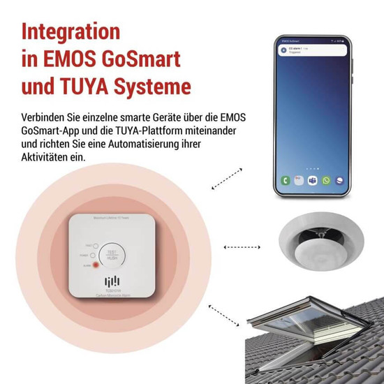 Emos CO-Melder GoSmart TCS0101W WiFi IP30 Alarmspeicher P56400S