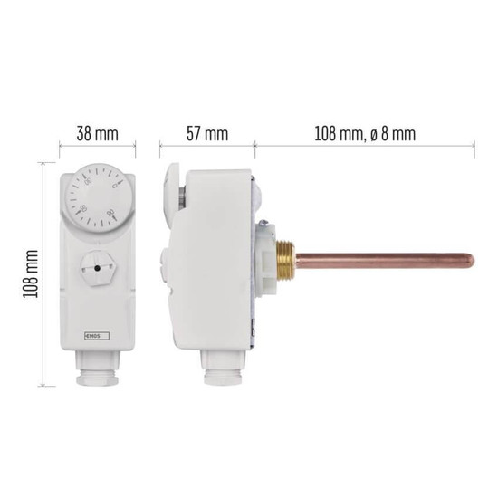 Emos Tauchthermostat mit Tauchhülse 0-90°C P5685