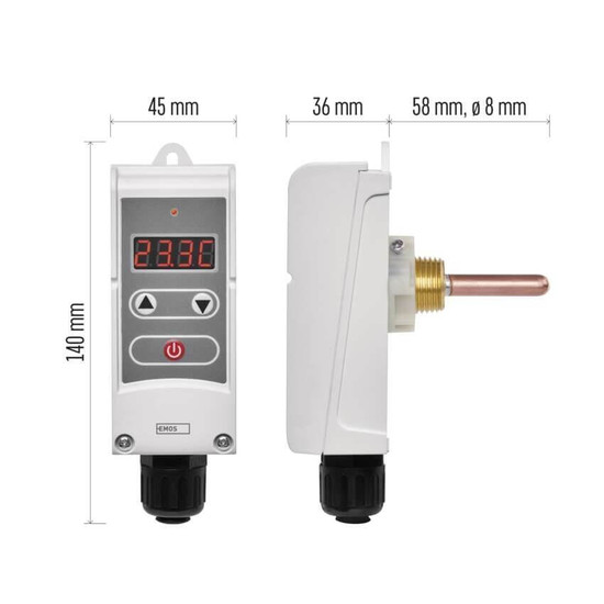 Emos Tauchthermostat mit Tauchhülse 5-80°C 0,1°C P5686