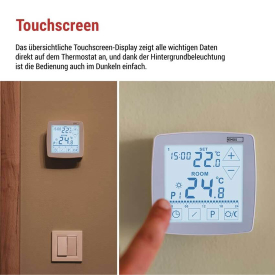 Emos Raumthermostat OpenTherm programmierbar verkabelt Fußbodenheizung P56A01