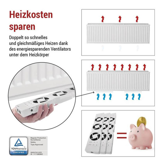 Emos Heizkörperventilator TRIO 3 Lüfter 36m³/h Weiß P56PR3