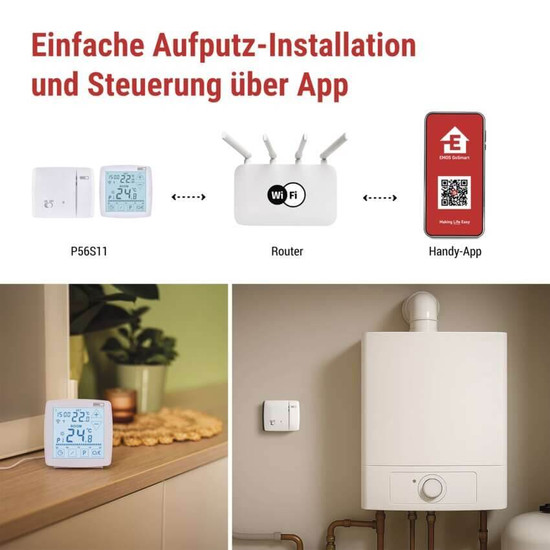 Emos Raumthermostat GoSmart WiFi programmierbar kabellos 7-30°C P56S11