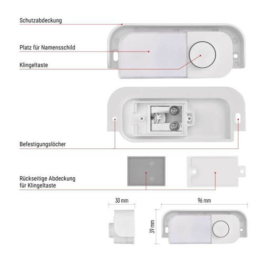 Emos Klingeltaster verdrahtet kompatibel mit P57101 P57102 IP44 P57000T