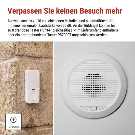Emos Funkklingel kabellos und verkabelt 180m bis 8 Tasten P57103