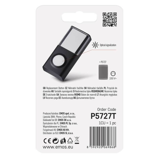 Emos Klingeltaster kompatibel mit P5727 IP44 150m P5727T