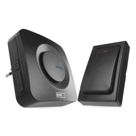 Emos Funkklingel netzbetrieben batterielose Taste 180m Schwarz P5729B