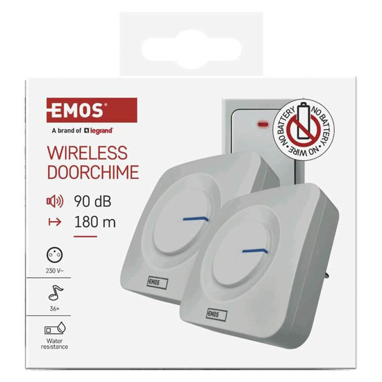 Emos Funkklingel netzbetrieben batterielose Taste 180m 6 Tasten P5731