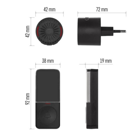 Emos Funkklingel netzbetrieben 150m 5 Stufen Schwarz P5734B