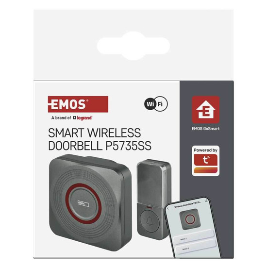 Emos Funkklingel GoSmart WiFi Schwarz/Silber 150m bis 8 Tasten P5735SS