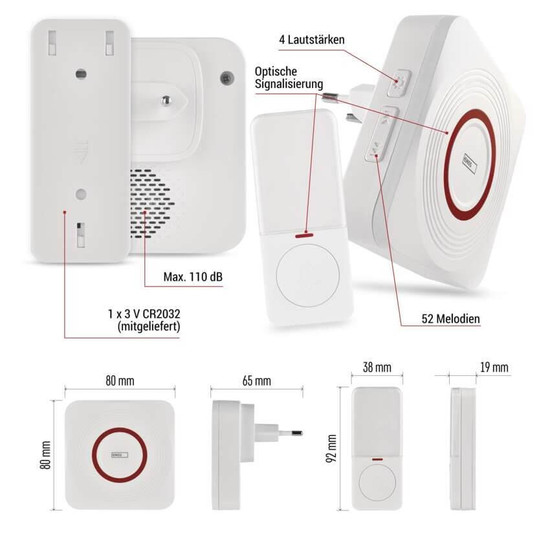 Emos Funkklingel GoSmart WiFi Weiß/Silber 150m bis 8 Tasten P5735WS