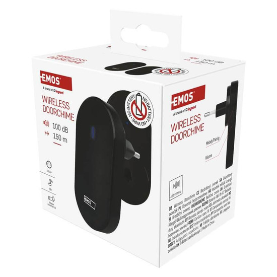 Emos Funkklingel batterielose Taste 38 Melodien Schwarz P5739B