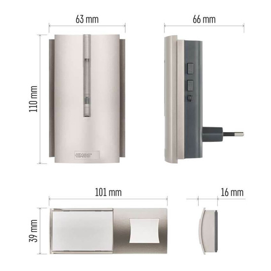 Emos Funkklingel netzbetrieben Signalverstärker USB-C PD20W 180m P5760N