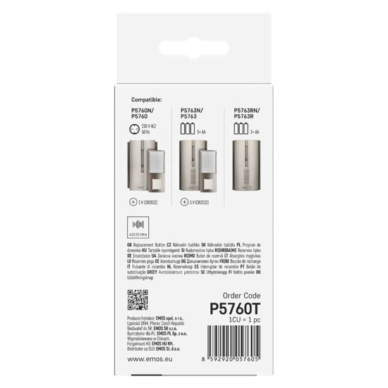 Emos Klingeltaster kompatibel mit P5760 P5763 IP44 120m P5760T