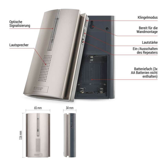 Emos Funkklingel Zusatzklingel für P5760N P5763N 3x AA P5763RN