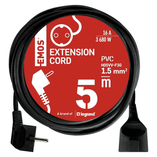 Emos Anschlussleitung 5m Schwarz PVC PC0125R