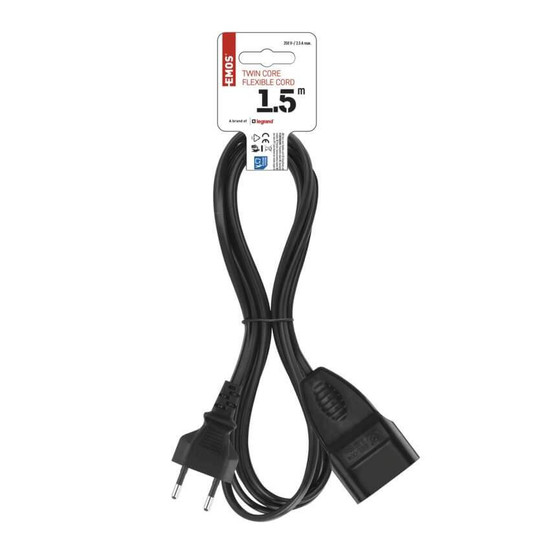 Emos Verlängerungskabel Typ E 1,5m 2,5A Schwarz PC01301