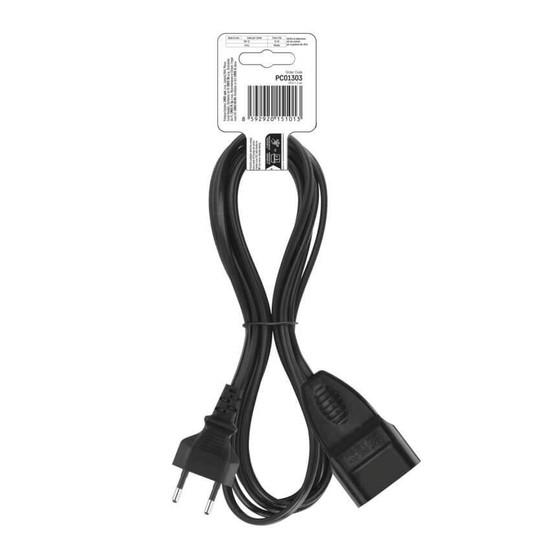 Emos Verlängerungskabel Typ E 3m 2,5A Schwarz PC01303