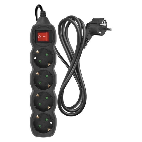 Emos Steckdosenleiste 4-fach mit Schalter 1,5m Schwarz PVC PC1421R