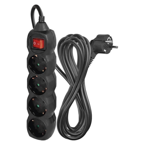 Emos Steckdosenleiste 4-fach mit Schalter 5m Schwarz PVC PC1425R
