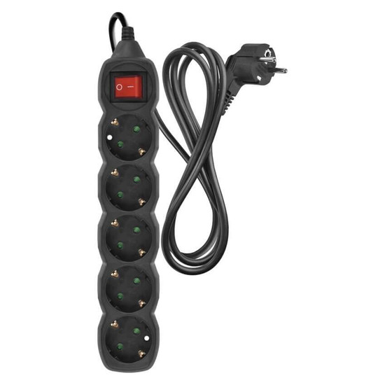 Emos Steckdosenleiste 5-fach mit Schalter 1,5m Schwarz PVC PC1521R