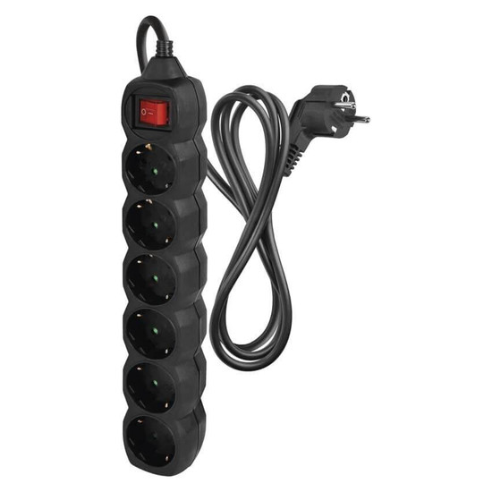 Emos Steckdosenleiste 6-fach mit Schalter 1,5m Schwarz PVC PC1621R