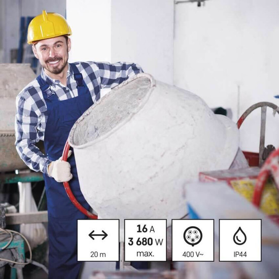 Emos Verlängerungskabel Außen CEE 5x16A 20m IP44 Gummi PM0904