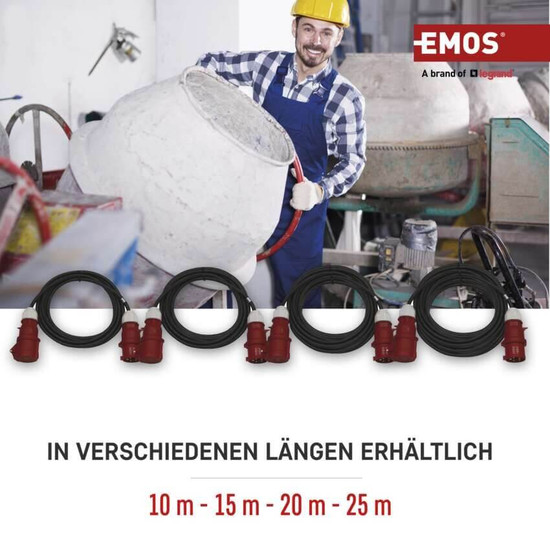 Emos Verlängerungskabel Außen CEE 5x32A 20m IP44 Gummi PM1104