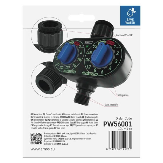 Emos Bewässerungscomputer mechanisch 1 Weg IP54 PW56001