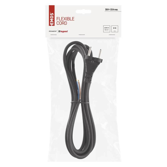 Emos Anschlussleitung Gummi/Neopren 2x1mm² 3m H07RN Schwarz S03031N