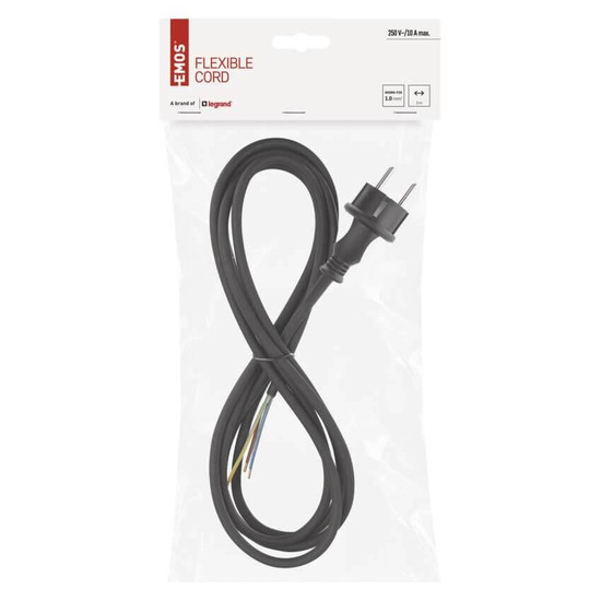 Emos Anschlussleitung Gummi/Neopren 3x1mm² 3m H05RN Schwarz S03130N