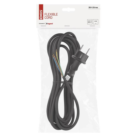 Emos Anschlussleitung Gummi/Neopren 3x1mm² 5m H05RN Schwarz S03150N