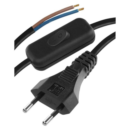 Emos Anschlussleitung PVC 2x0,75mm² mit Schalter 2m Schwarz S09272
