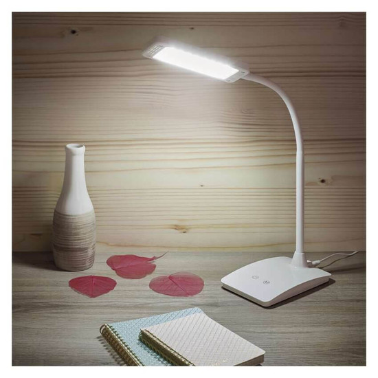 Emos LED Schreibtischleuchte 6W CCT warm-/neutral-/tageslichtweiss 3000K/4500K/6800K Weiß 17x10,5cm Z7599W