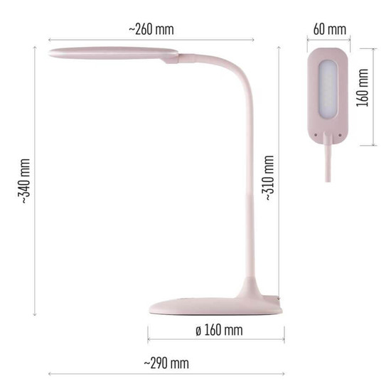 Emos LED Schreibtischleuchte 6,5W neutralweiss 4000K Rosa 16x55cm Z7602P