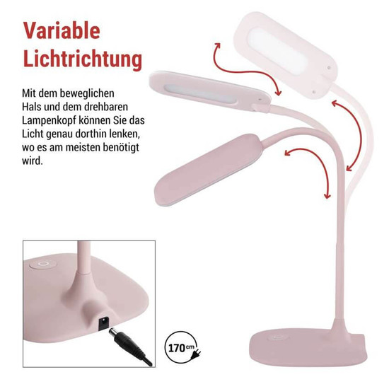 Emos LED Schreibtischleuchte 6,5W neutralweiss 4000K Rosa 16x55cm Z7602P