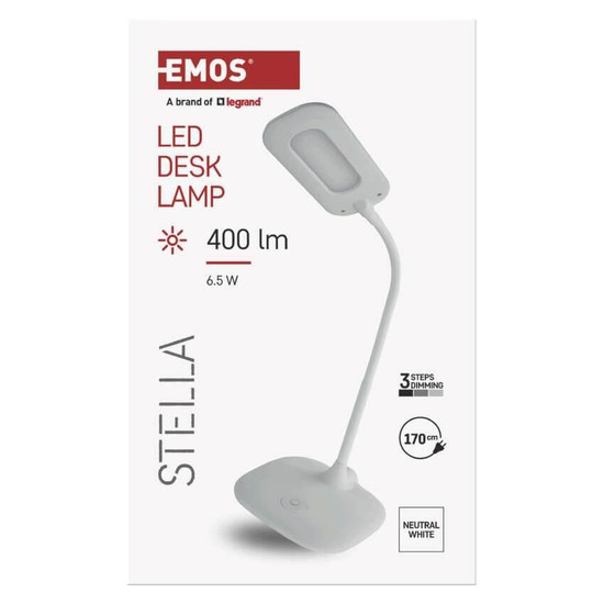 Emos LED Schreibtischleuchte 6,5W neutralweiss 4000K Weiß 16x55cm Z7602W