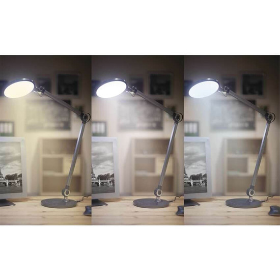 Emos LED Schreibtischleuchte 9,2W CCT warm-/neutral-/tageslichtweiss 3000K/4000K/6500K Dunkelgrau Aluminium 20x55cm Z7615