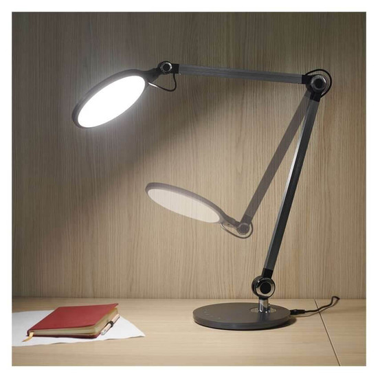 Emos LED Schreibtischleuchte 9,2W CCT warm-/neutral-/tageslichtweiss 3000K/4000K/6500K Dunkelgrau Aluminium 20x55cm Z7615