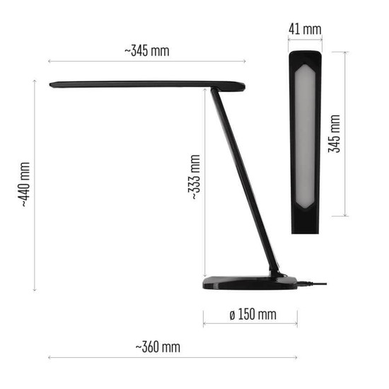 Emos LED Schreibtischleuchte 7,2W CCT warm-/neutral-/tageslichtweiss 2700K/4000K/6500K Schwarz 37x34cm Z7619B