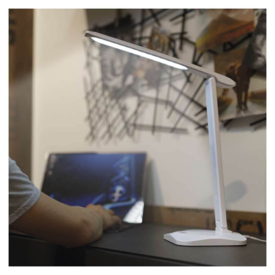 Emos LED Schreibtischleuchte 7,2W CCT warm-/neutral-/tageslichtweiss 2700K/4000K/6500K Weiß 37x34cm Z7619W