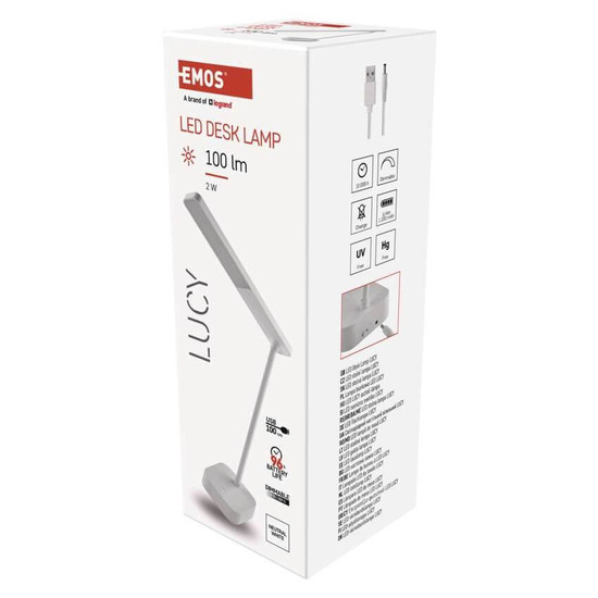 Emos LED Schreibtischleuchte 2W neutralweiss 5000K Akku Weiß Z7626