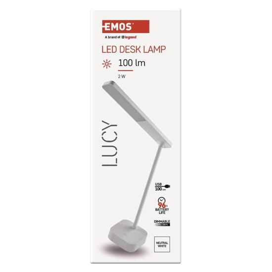 Emos LED Schreibtischleuchte 2W neutralweiss 5000K Akku Weiß Z7626